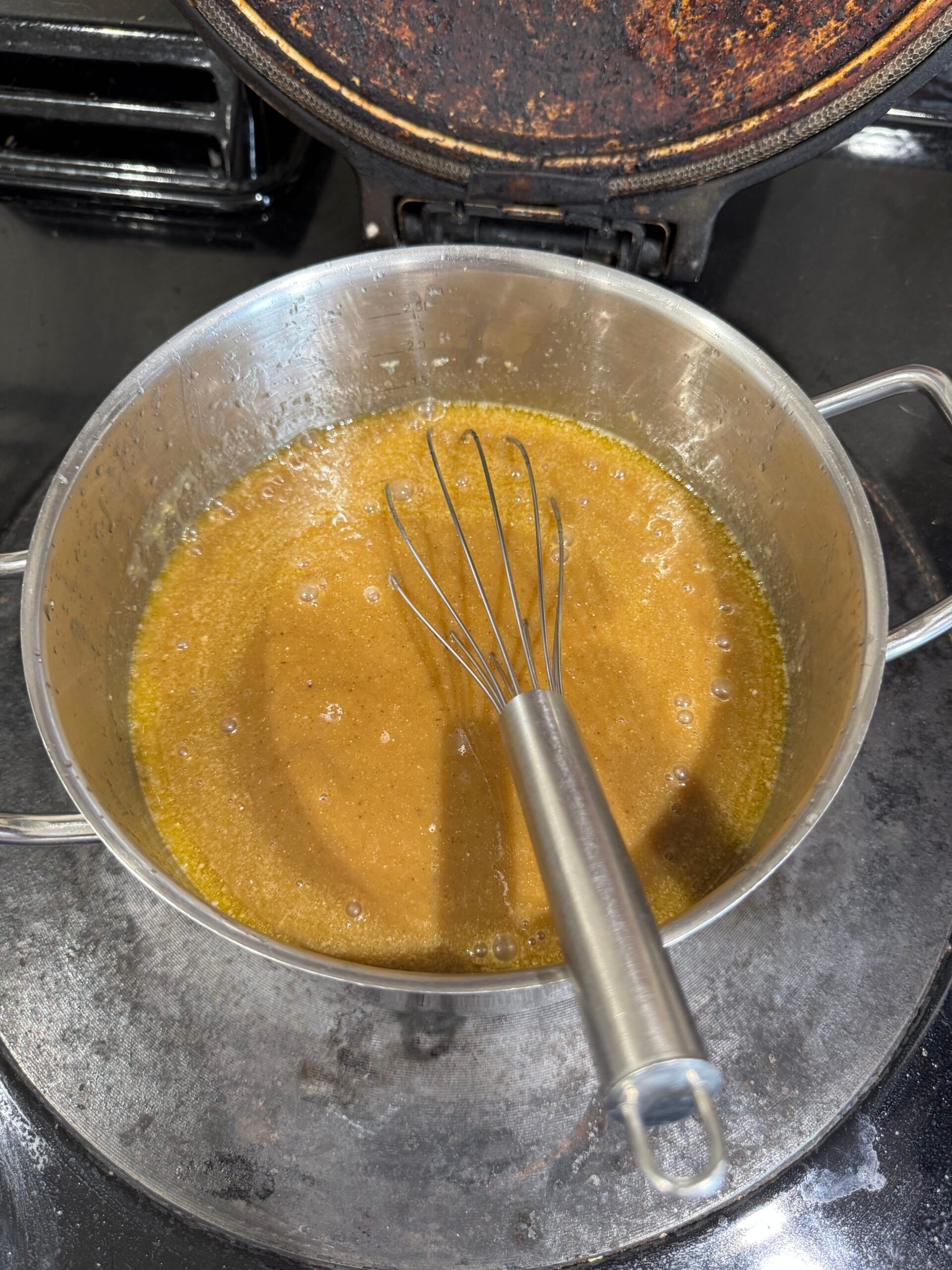 toffee sauce cooking on stove