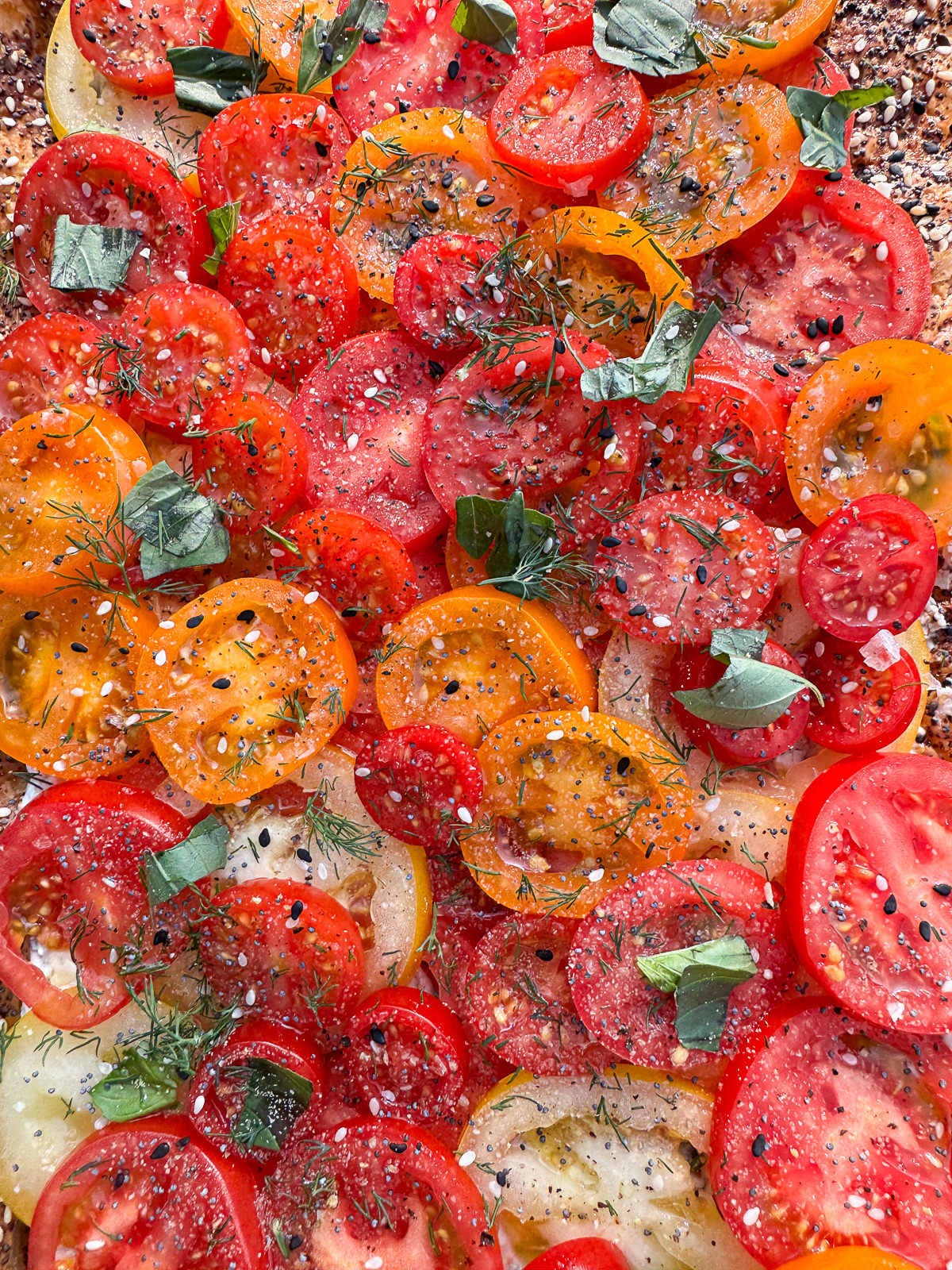 tomato slices close up