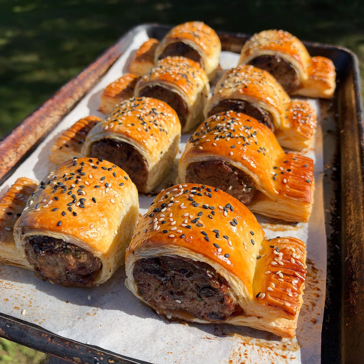 hoisin duck sausage rolls
