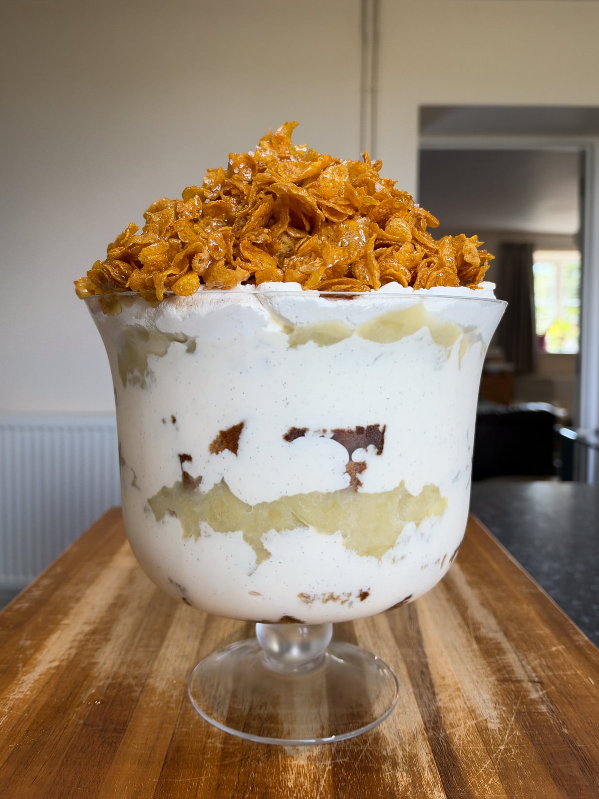 trifle topped with cornflakes