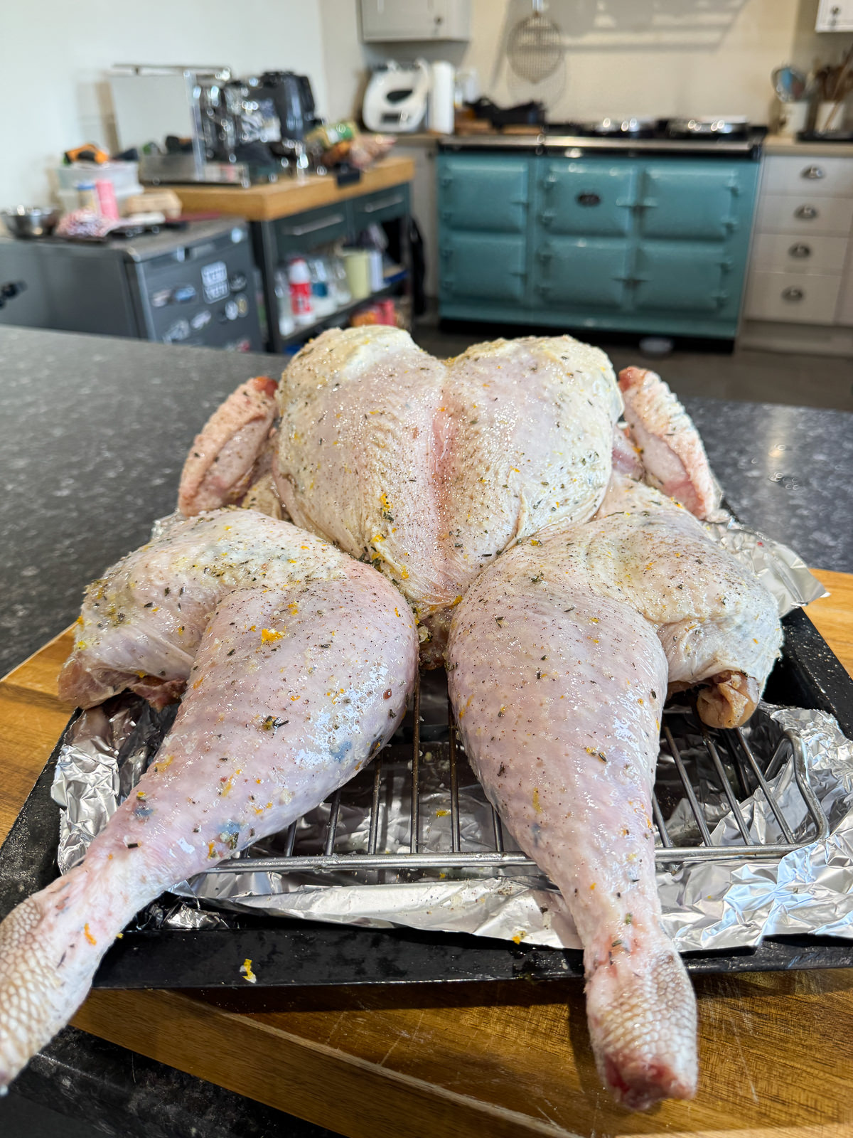turkey with butter under skin