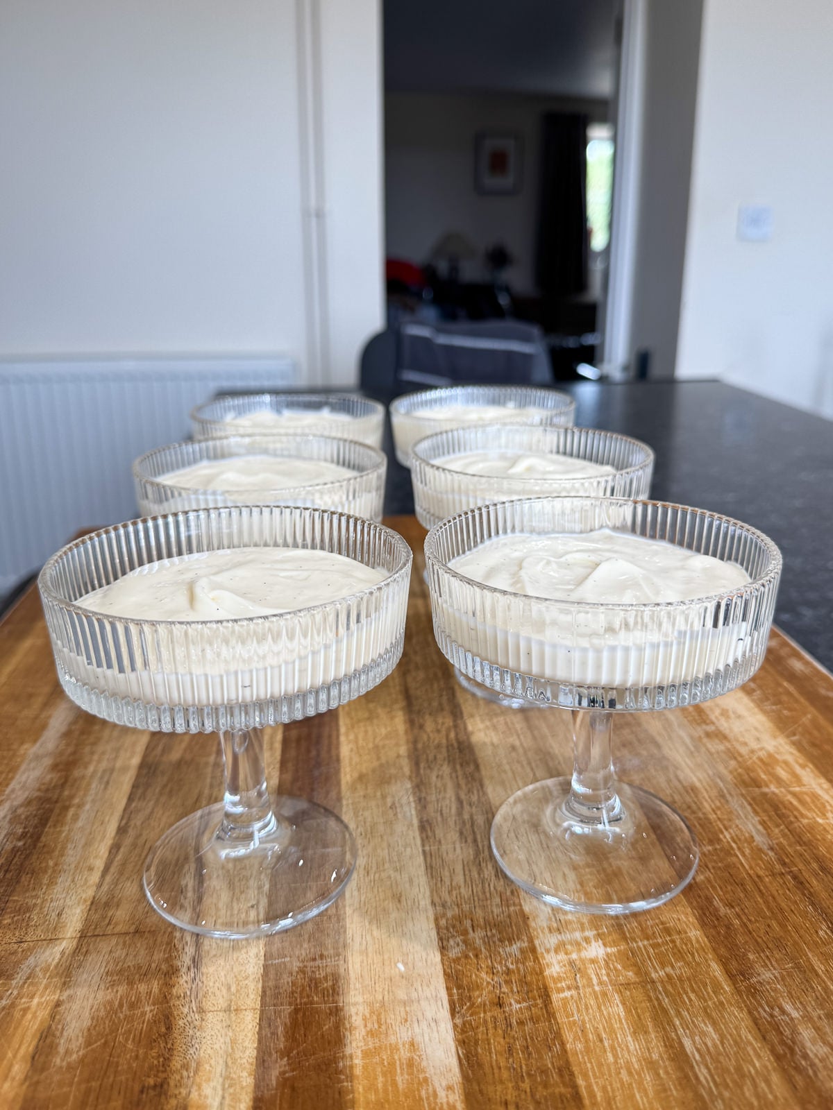 vanilla custard layer base in glasses