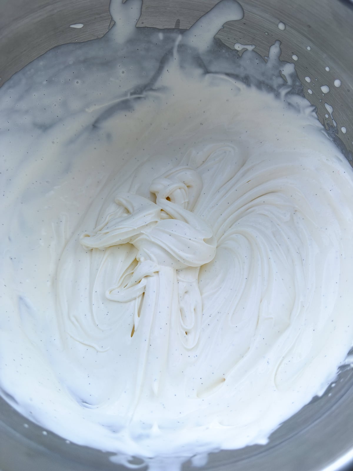 vanilla whipped cream at soft peaks