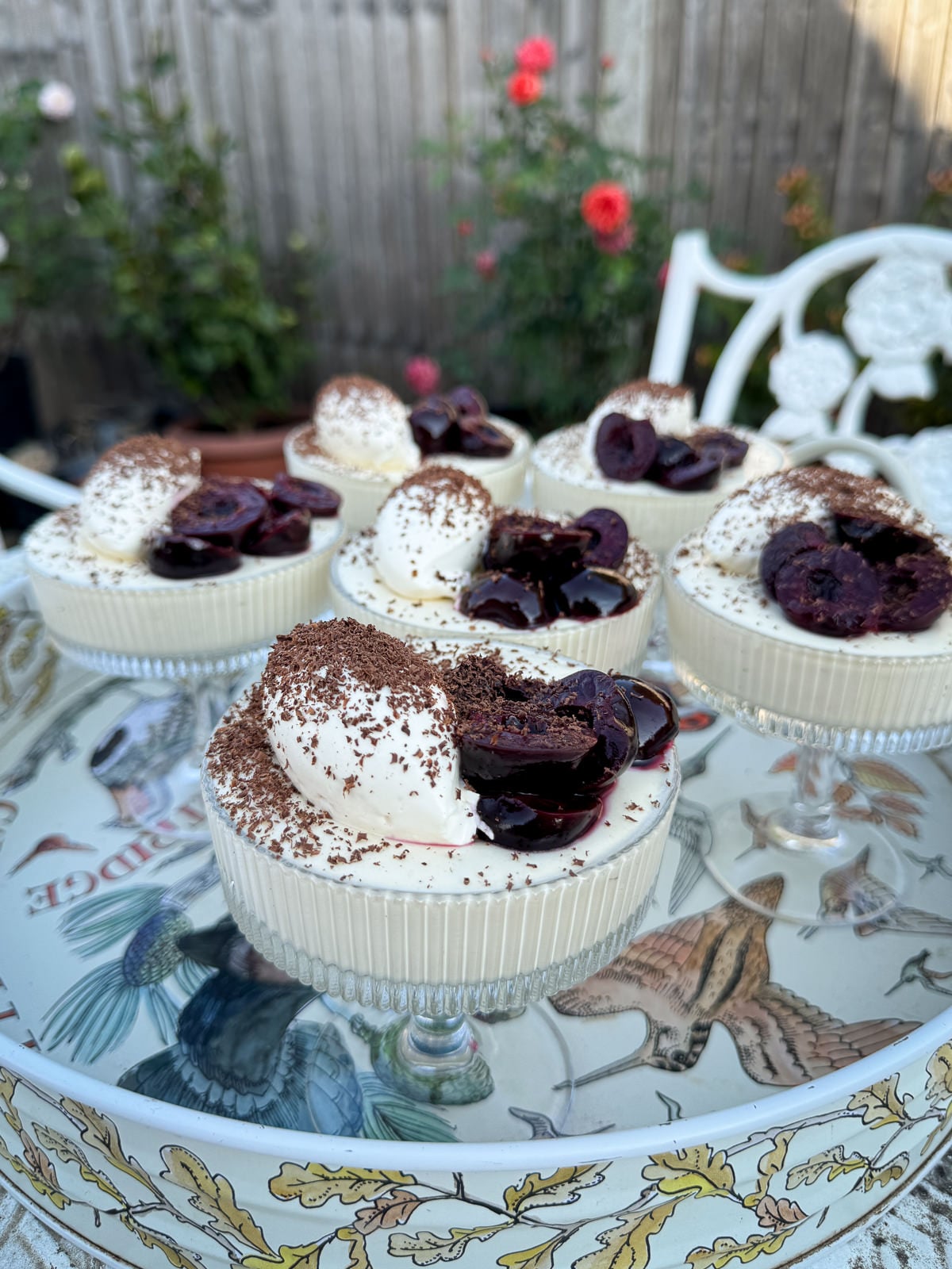 white chocolate mousse in glasses